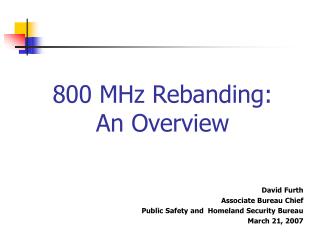 800 MHz Rebanding: An Overview
