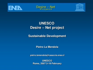UNESCO Desire – Net project Sustainable Development Pietro La Mendola