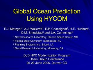 Global Ocean Prediction Using HYCOM