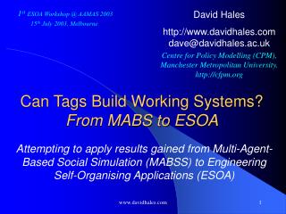 Can Tags Build Working Systems? From MABS to ESOA