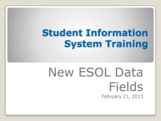 Student Information System Training