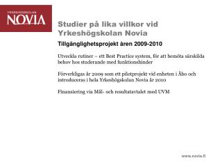 Studier på lika villkor vid Yrkeshögskolan Novia