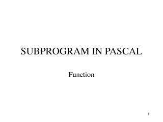 SUBPROGRAM IN PASCAL