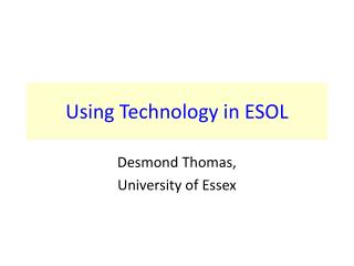 Using Technology in ESOL