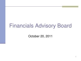 Financials Advisory Board