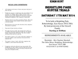 ESRM HUNT BRIGHTLING PARK HUNTER TRIALS Saturday 17th May 2014 -----------------------------