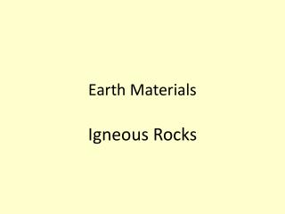 Earth Materials