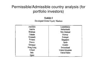 Permissible/Admissible country analysis (for portfolio investors)