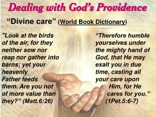 Dealing with God’s Providence