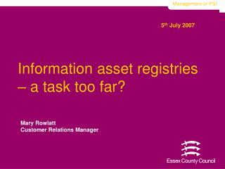 Information asset registries – a task too far?