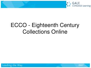 ECCO - Eighteenth Century Collections Online