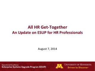 All HR Get-Together An Update on ESUP for HR Professionals