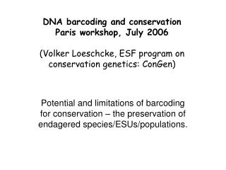 DNA barcoding and conservation