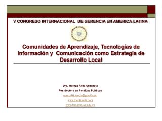 V CONGRESO INTERNACIONAL DE GERENCIA EN AMERICA LATINA