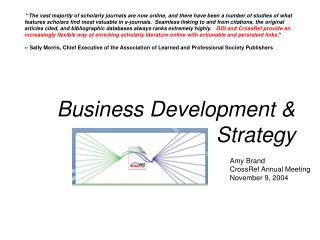 Business Development &amp; Strategy