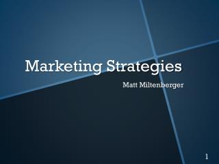 Marketing Strategies