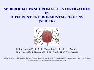 SPHEROIDAL PANCHROMATIC INVESTIGATION IN DIFFERENT ENVIRONMENTAL REGIONS (SPIDER)