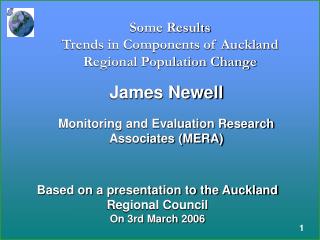 Some Results Trends in Components of Auckland Regional Population Change