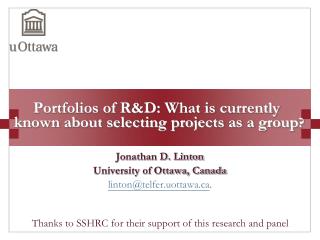 Portfolios of R&amp;D: What is currently known about selecting projects as a group ?