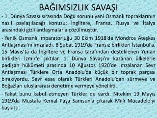 BAĞIMSIZLIK SAVAŞI