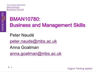 BMAN10780: Business and Management Skills