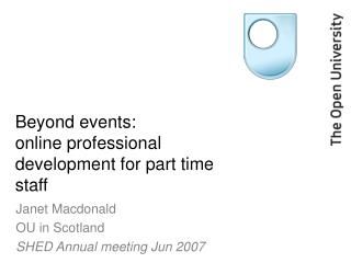 Beyond events: online professional development for part time staff