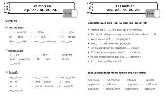 Les mots en ap - ac - af - ef - of-