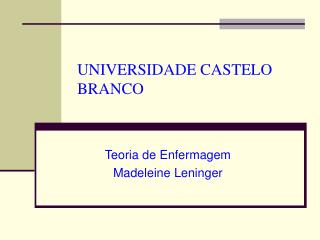 UNIVERSIDADE CASTELO BRANCO