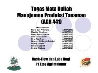 Tugas Mata Kuliah Manajemen Produksi Tanaman (AGR 441)