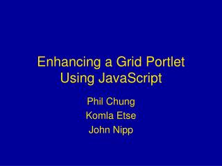 Enhancing a Grid Portlet Using JavaScript