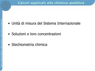 Calcoli applicati alla chimica analitica