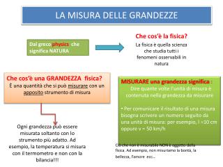 LA MISURA DELLE GRANDEZZE