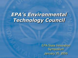 EPA’s Environmental Technology Council