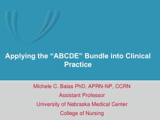Applying the “ABCDE” Bundle into Clinical Practice