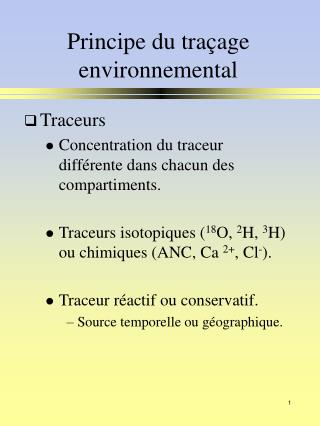 Principe du traçage environnemental