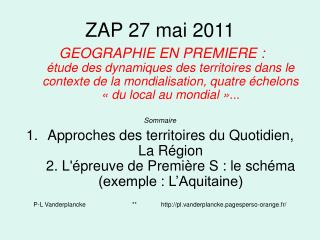 ZAP 27 mai 2011