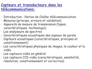 Capteurs et transducteurs dans les télécommunications: