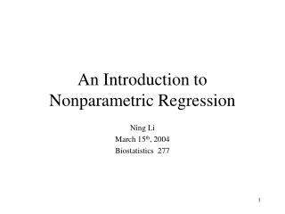 An Introduction to Nonparametric Regression