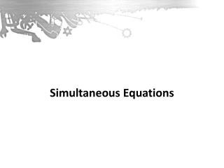 Simultaneous Equations