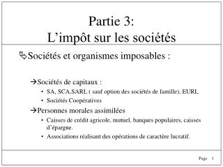 Partie 3: L’impôt sur les sociétés