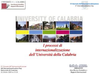 I processi di internazionalizzazione dell’Università della Calabria