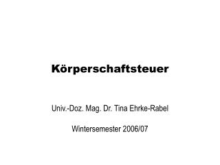 Körperschaftsteuer