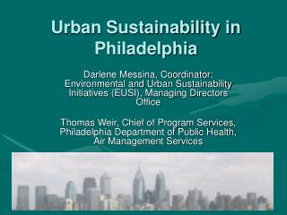 Urban Sustainability in Philadelphia