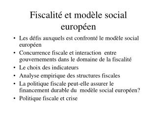 Fiscalité et modèle social européen