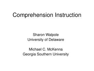 Comprehension Instruction