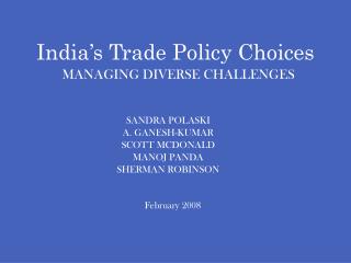 India’s Trade Policy Choices