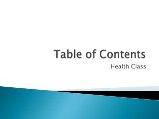 Table of Contents