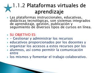 1.1.2 Plataformas virtuales de aprendizaje