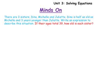 Unit 3: Solving Equations