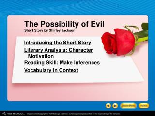 Ppt The Possibility Of Evil Short Story By Shirley Jackson Powerpoint Presentation Id 4091345